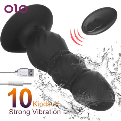 Stimulation Bead Dildo 10 Speeds G-Spot Vibrator Remote Control Anus Vibrating Dildo Prostate Massager Vibrator Sex Toys for Men