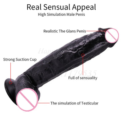 12 นิ้ว/31 ซม.ผิวรู้สึกสมจริง Penis Super ขนาดใหญ่สีดำขนาดใหญ่ Dildo ดูดคัพเพศของเล่นสำหรับผู้หญิงเพศหญิง Masturbator