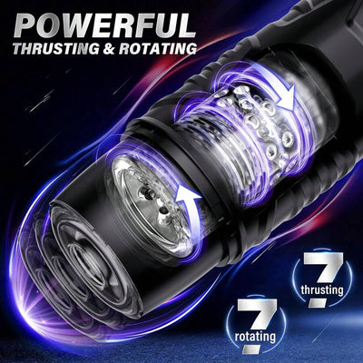 Lemezee 1pc. Fully Automatic Male Masturbation Toy Masturbation Cup Airplane Cup, with 7 Rotation Modes for Male Masturbation Cup, with Base Hands-Free Mode, Used for Stimulating Penis, Oral Suction, Penis Stimulator, 3D Realistic Texture Electric Adult S