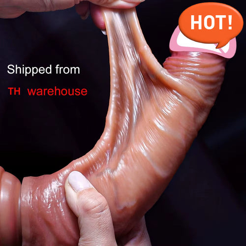 Realistic Sliding Dildo Skin Venis G-spot Stimulate Orgasm Masturbators Soft Penis Big Dick Suction Cup Anal Sex Toys for Women
