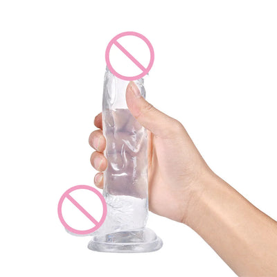 3 ขนาดที่สมจริงเยลลี่ Dildo ดูดถ้วยชายประดิษฐ์อวัยวะเพศชายผู้ใหญ่ของเล่น Anal Plug ช่องคลอดหญิง Masturbator