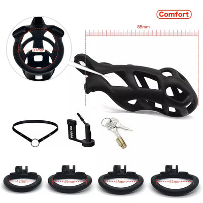 5ขนาดชาย Chastity Cock Cage 4แหวนและเข็มขัดอวัยวะเพศชาย Cockrings เร้าอารมณ์ Urethral ล็อค BDSM Bondage เซ็กซ์ทอยสำหรับชาย