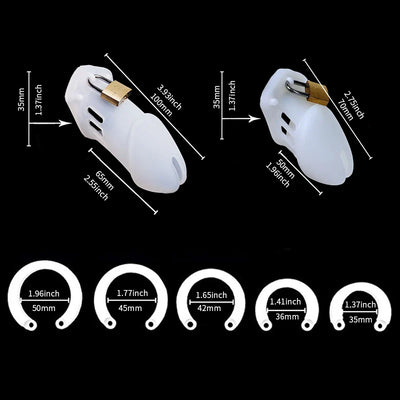 Silicone Chastity Cage Male Cock Lock with 5 Penis Rings Sex Toys for Sissy Men Femboy Stretcher BDSM Gay Erotic Urethral Device