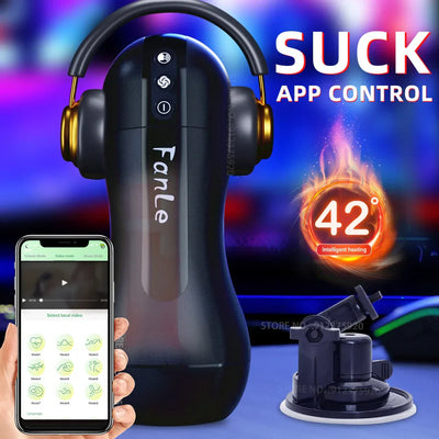 APP Automatic Sucking Vibration Male Blowjob Heated Masturbation Equipment Machine Sex Toys Adult Goods for Men Masturbators Cup