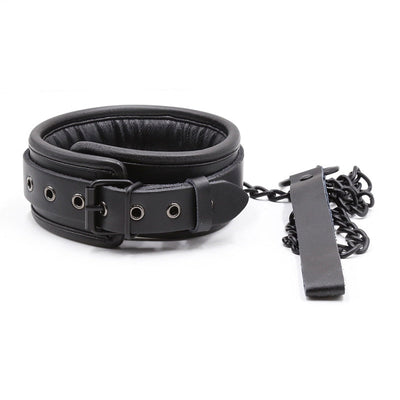 Bdsm Bondage Collar Genuine Leather and Iron Chain Link Metal Hole Slave Collars for Women Sex Toys for Couples Sex Restraints