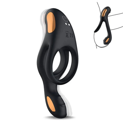 Black Couples' Intimacy Accessory, Body-Safe Waterproof Sex Toy with10 Stimulating Patterns.