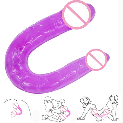 คู่Dongเยลลี่Dildo Penis Dick Uรูปร่างอวัยวะเพศชายเทียมช่องคลอดAnal Plug G Spot Massagerเลสเบี้ยนของเล่นสำหรับชายหญิง