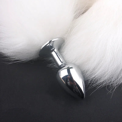การจำลองสีขาว Fox Tail Plug Butt Masturbator Anal Sex Toys ผลิตภัณฑ์สำหรับผู้ใหญ่