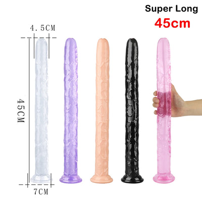 Super Long Realistic Penis Strap on Dildos with Suction Cup Soft Jelly Cock Penis for Lesbian G Spot Clitoris Stimulator Sex Toy
