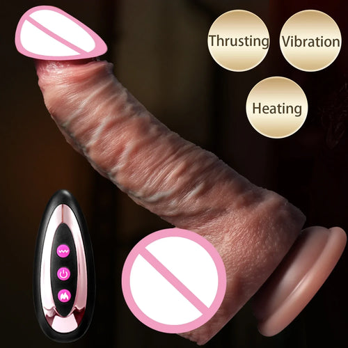 Realistic Dildo Vibrator Telescopic Vaginal Female Masturbator Big Penis with Heating Thick Dildos Anal Plug Sex Toys for Women