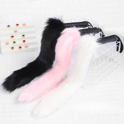 Fetish PU Leather with Fox Tail Whip Flogger Handle Spanking Paddle Flirting BDSM Adult Game Erotic Sex Toys for Couples Women
