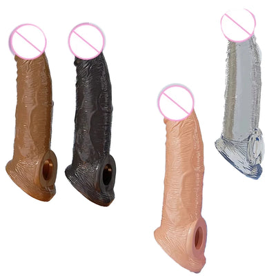 Penis Sleeve Cocks Cover Sex Toys for Men Tools Reusable Condom Ring Super Realistic Penis Sleeve Condom Male Enlargement Delay