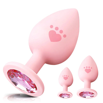 Anal Butt Plug Sex Adult Toys for Women Men Silicone Buttplug 3 Sizes for Beginner Masturbator Anal Trainer with Diamond Unisex
