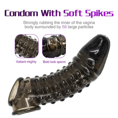 Reusable Penis Extender Penis Condoms Cock Rings Delay Ejaculation Dick Sleeve Silicone Glans Cover Enlargement Sex Toys for Men