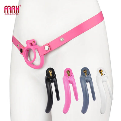 FAAK Strapon Plastic Chastity Cage with 4 Sizes Penis Ring BDSM Sex Toys for Men Light Cock Cage Adult Games Masturbator