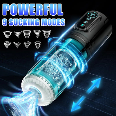 Telescopic Sucking Masturbator for Men Rotating Blowjob Masturbation Cup Real Vagina Pocket Pussy Penis Pumps Sex Toys for Adult