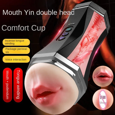 ถ้วยสำเร็จความใคร่ด้วยไฟฟ้าพร้อมฟังก์ชั่นคู่: Blowjob และการจำลอง Deepthroat